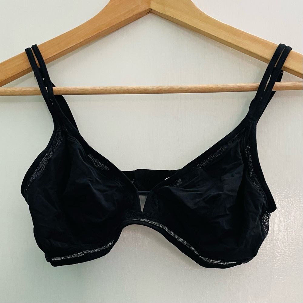 Lively Sheer Satiny Black Bra Wireless Adjustable Straps